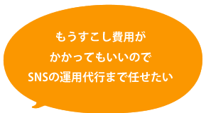 もうすこし費用がかかってもいいのでSNSの運用代行まで任せたい